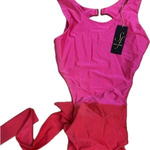 Vibrant Pink and Red One-Piece Swimsuit NWT
